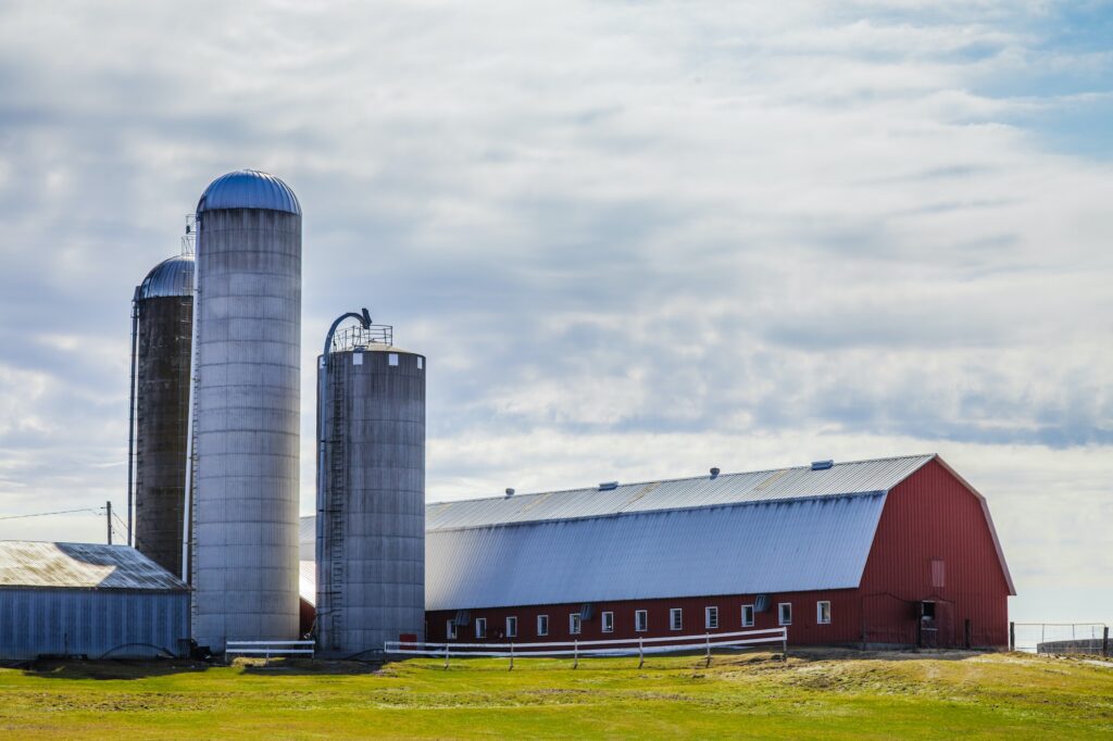 Traditional Red Farm and Silos